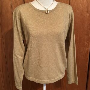 Women’s Gold Shimmer Knit Sweater | Sz S
